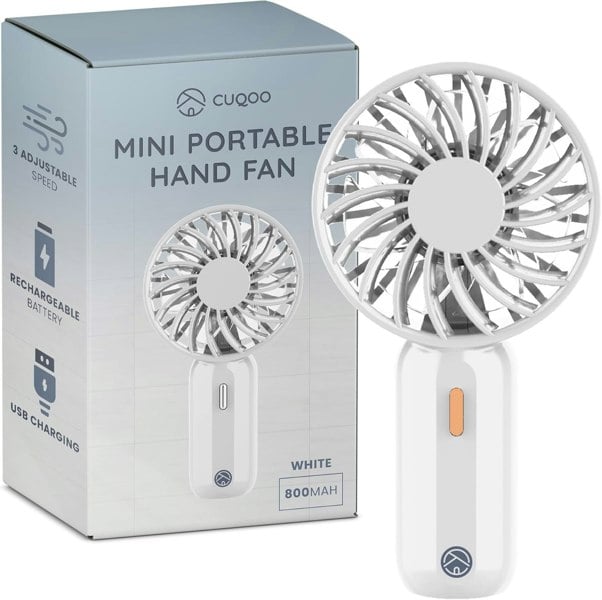 CUQOO Mini Handheld Portable Rechargeable Fan – 800mAh, 3 Speeds & Portable!