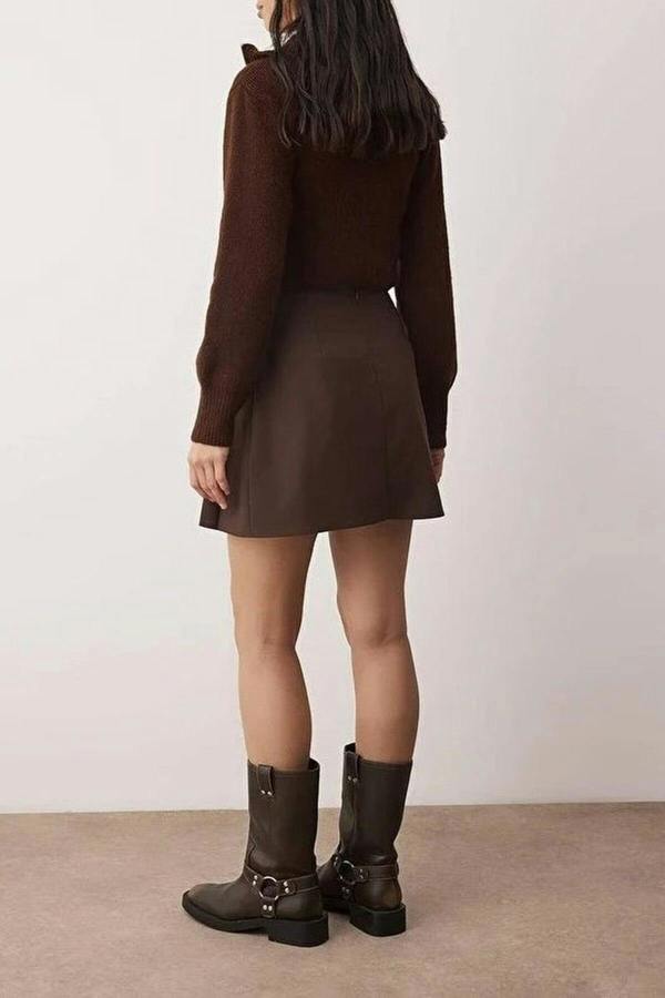 WOVCOR Mini Woven Skirt with Pleat and Ribbon Detail