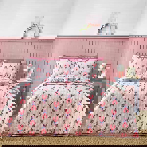 Sassy B Lobster Stripe Reversible Duvet Cover Set Pink / Blue