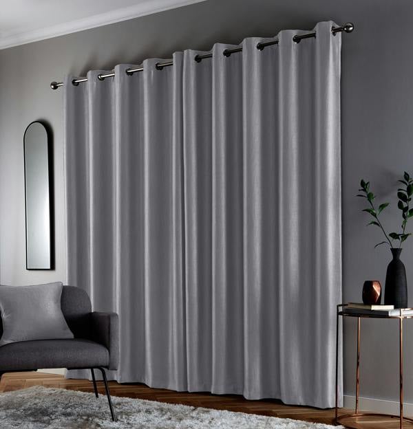 Enhanced Living Silver Thermal Energy Saving Eyelet Curtain With Wave Pattern - Ideal For Living Room & Bedroom