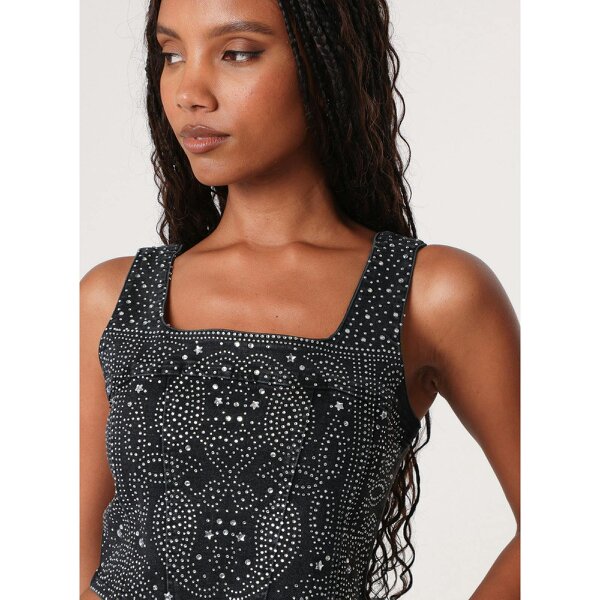 Pink Vanilla Diamante Denim Corset Top