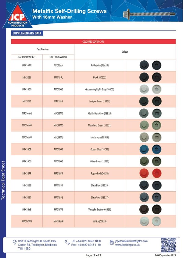 Fixaball Tech Cladding Self Drilling Screw EPDM Washer Heavy
