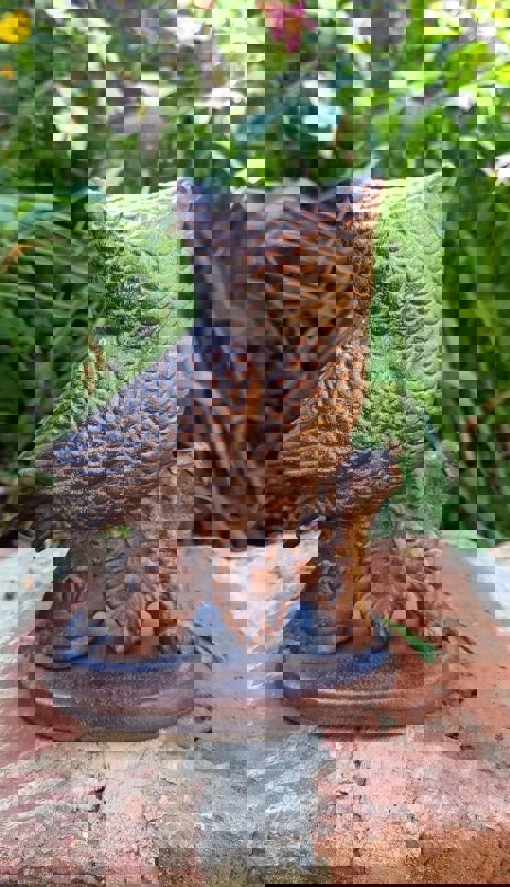 Inspirational Gifting Small Owl on Oak Branch Ornament Sculpture