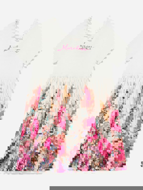 Marchesa Girls Logo Embroidered Floral Dress in Multicolour