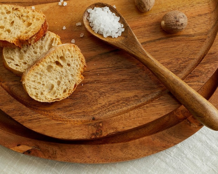 Modern Round Wood Serving Tray with Handles from What a Host Home