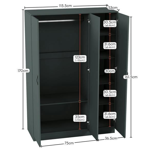 Vida Designs Riano 3 Door Wardrobe
