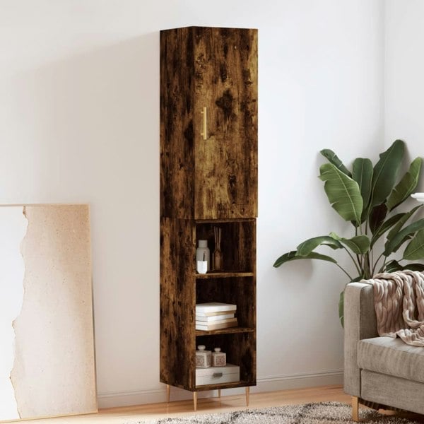 Berkfield Highboard Smoked Oak 34.5x34x180 cm Engineered Wood