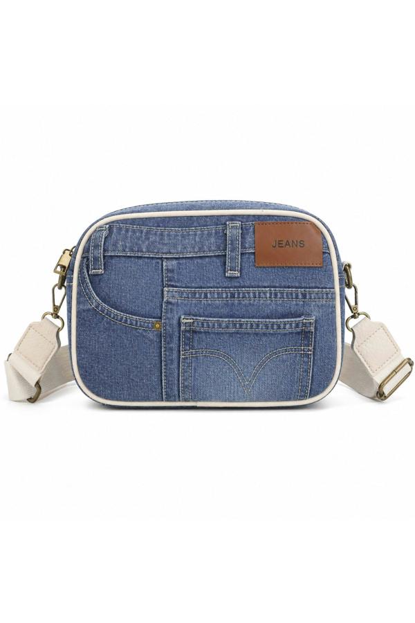 Kitise Jean Style Denim Crossbody Bag with Adjustable Strap