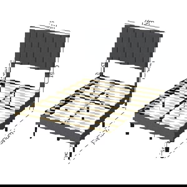 Levede Bed Frame Small Double Soft Upholstered Modern Linen Fabric Wooden Slat