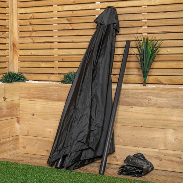 Samuel Alexander 2.7m Havana Garden Patio Parasol with Crank Handle and Cover in Black