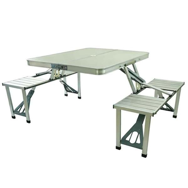Gr8 Garden Aluminium Folding Picnic Table & Chairs Set Portable Outdoor Camping Bench