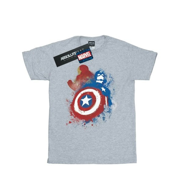 Marvel Mens Captain America Civil War Painted Vs Iron Man T-Shirt - Heather Grey