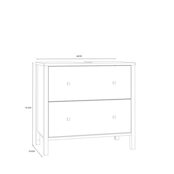 Furniture To Go Ipsarion Under Sink Bathroom Storage Unit with 2 Drawers & Silver Handles in White