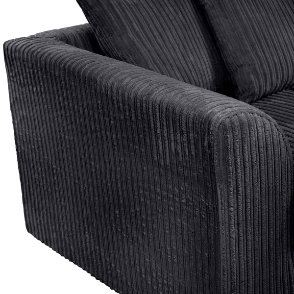 SQUAREBOXX Dylan Jumbo Cord 3+2 Seater Fabric Sofa in Black