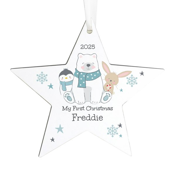 Personalised Memento Company Personalised Polar Bear Christmas Star Ornament