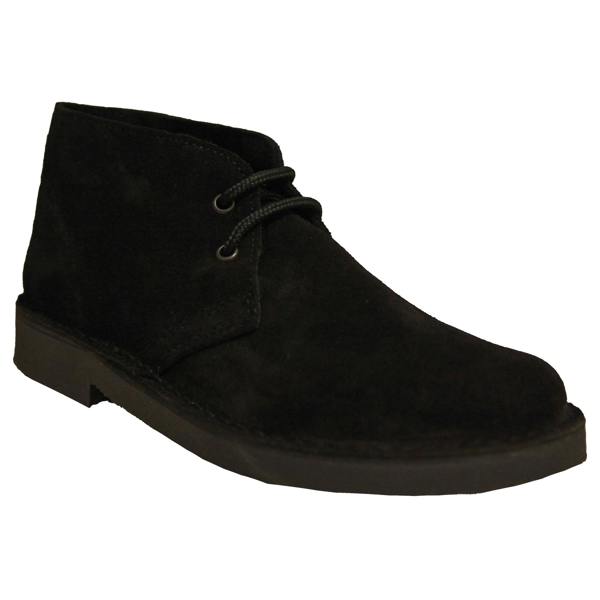 Roamers Mens Real Suede Unlined Desert Boots - Black