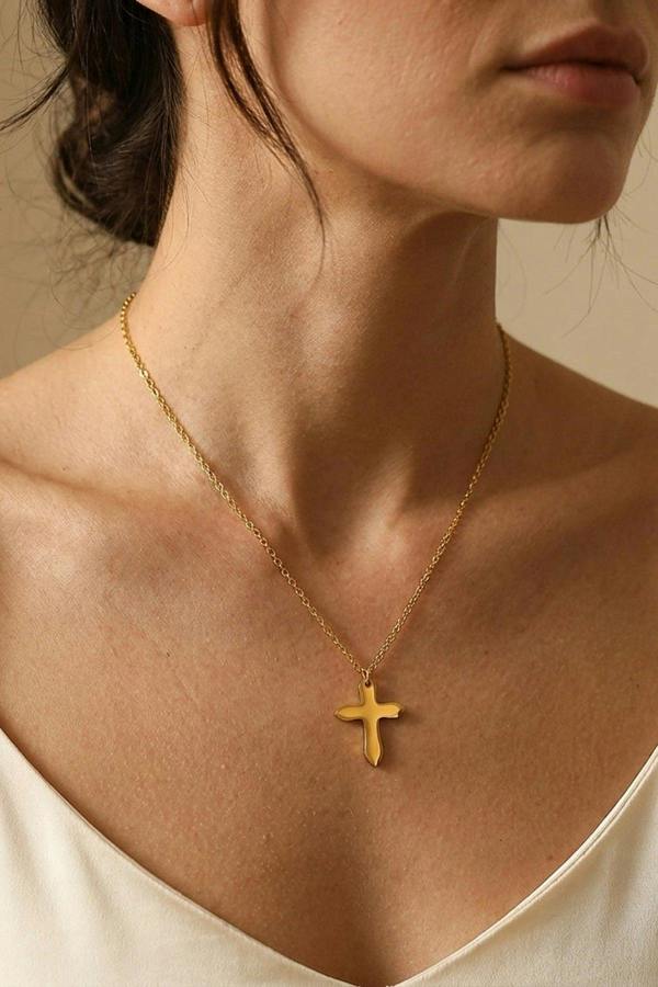ARIIRA Letitia Gold Tone Cross Pendant Necklace