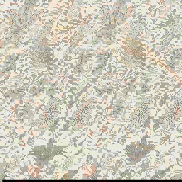 William Morris At Home Strawberry Thief Wallpaper | Sage & Pink