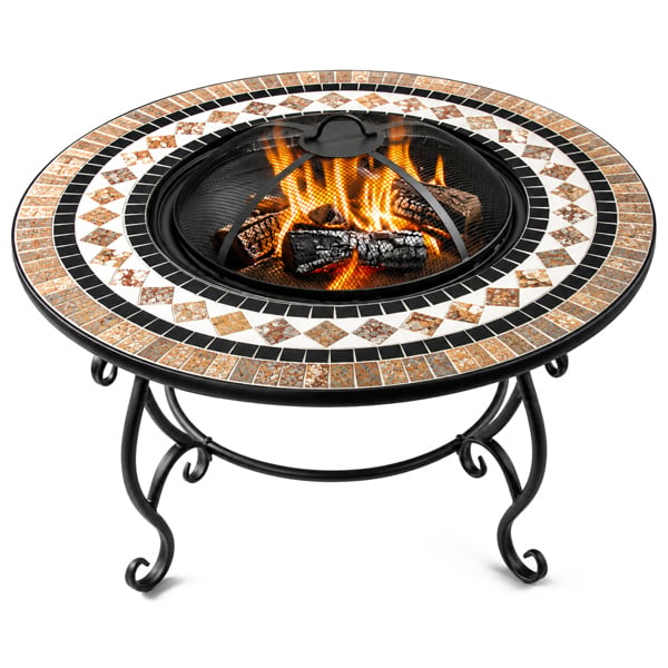 Homeology BELUGA Opulent Garden and Patio Planter, Heater Fire Pit Brazier, Coffee Table, Barbecue and Ice Bucket - Marble Finish