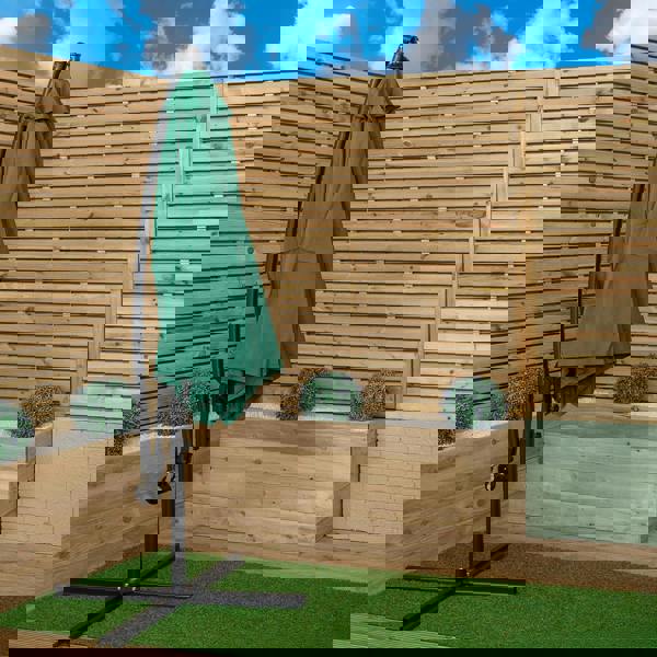 Samuel Alexander 3m Hanging Banana Cantilever Garden Parasol with Cover in Green