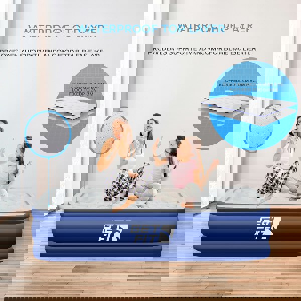 Get Fit Blow Up Air Bed with Built In Electric Pump- Free Pillow - Elevated Air Mattress - Single