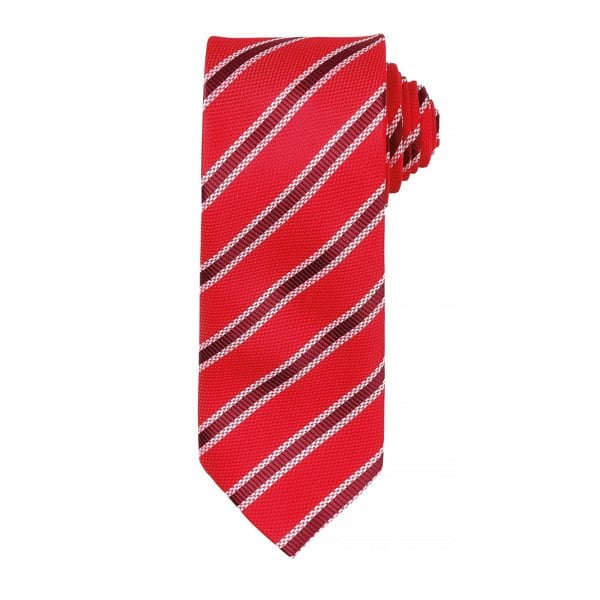 Premier Mens Waffle Stripe Formal Business Tie (Pack of 2) - Red/ Burgundy