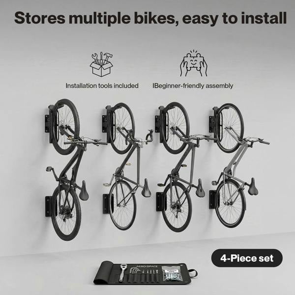 MONVELO Bike Rack Hook-mounted Parking Rack Swivel Wall Mount Bike Storage 4PCS