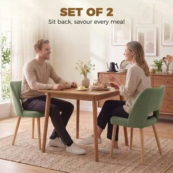 Bobobiy Dining Chairs Set Upholstered Kitchen Chenille Tool Free Assembly Rubberwood Legs, Green