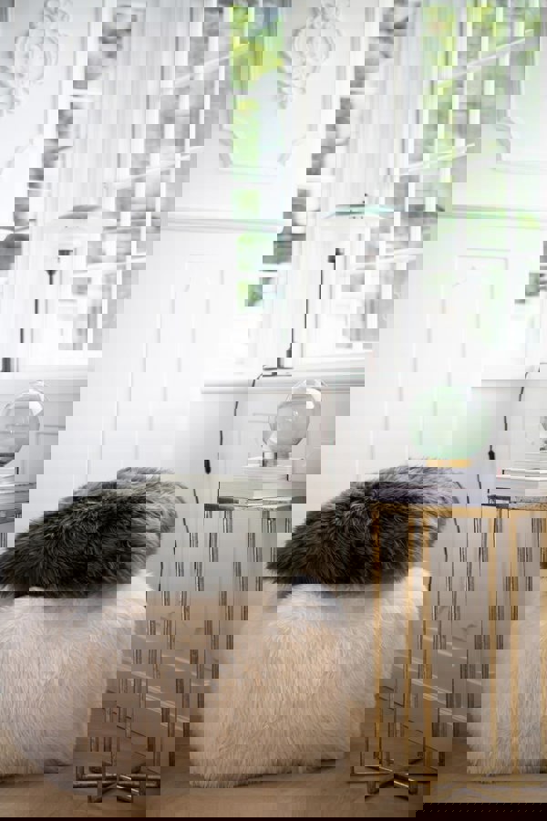 Long Wool Sheepskin Pouf