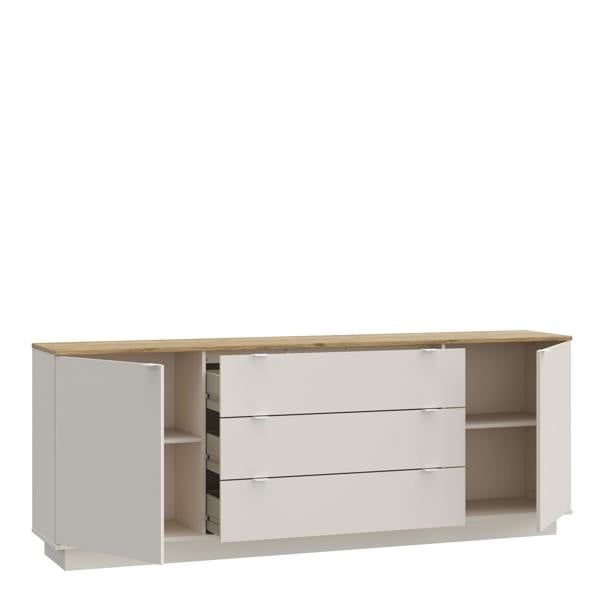 Furniture To Go Ganymede Large Sideboard with 3 Drawers & 2 Doors in Mauvella Oak and Sand