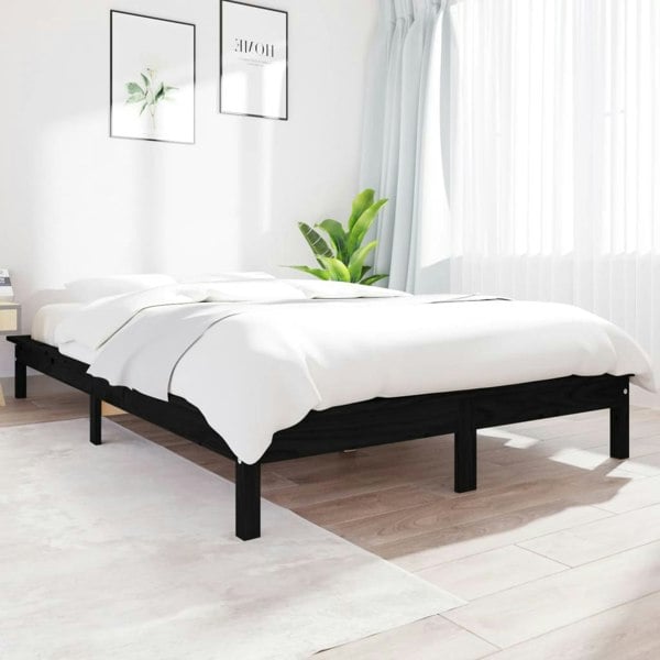 Berkfield Bed Frame Black 120x200 cm Solid Wood Pine