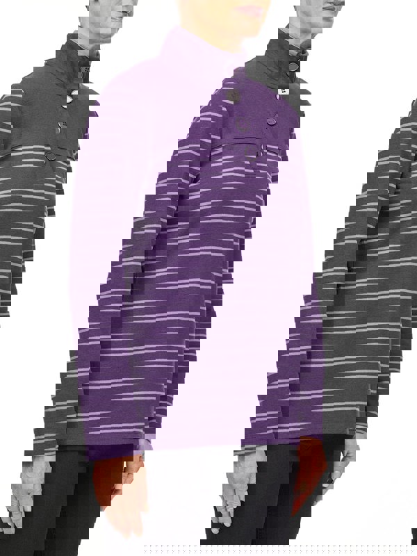 PennyPlain Striped Funnel Neck Top - Mulberry