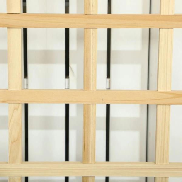 Natural wood trellis lattice detail panel for a raised planter