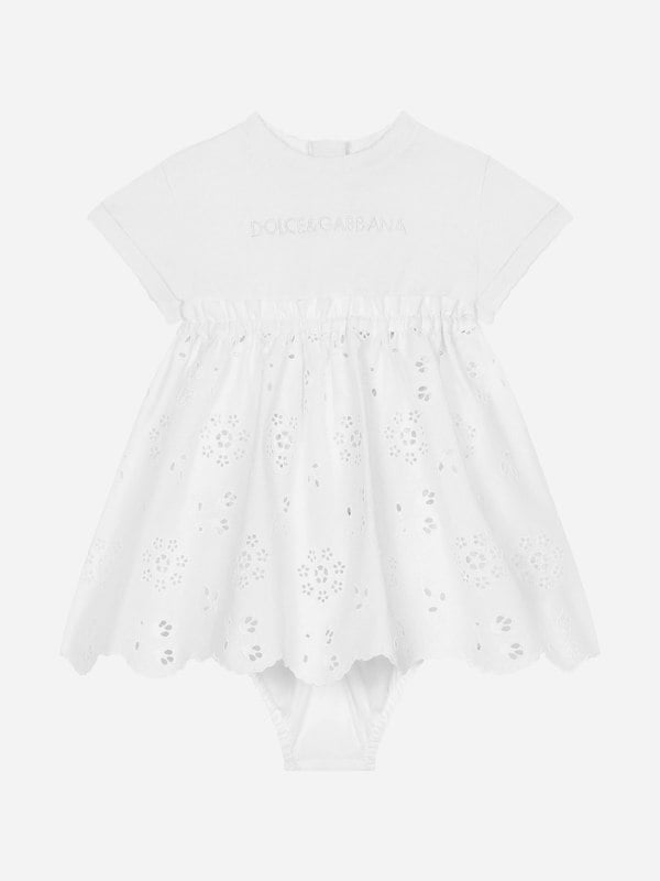Dolce & Gabbana Kids Dolce & Gabbana Baby Girls Embroidered Dress With Knickers in White