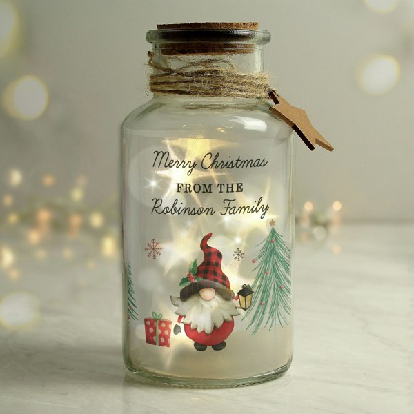 Personalised Memento Company Personalised Gonk Christmas Scene LED Glass Jar
