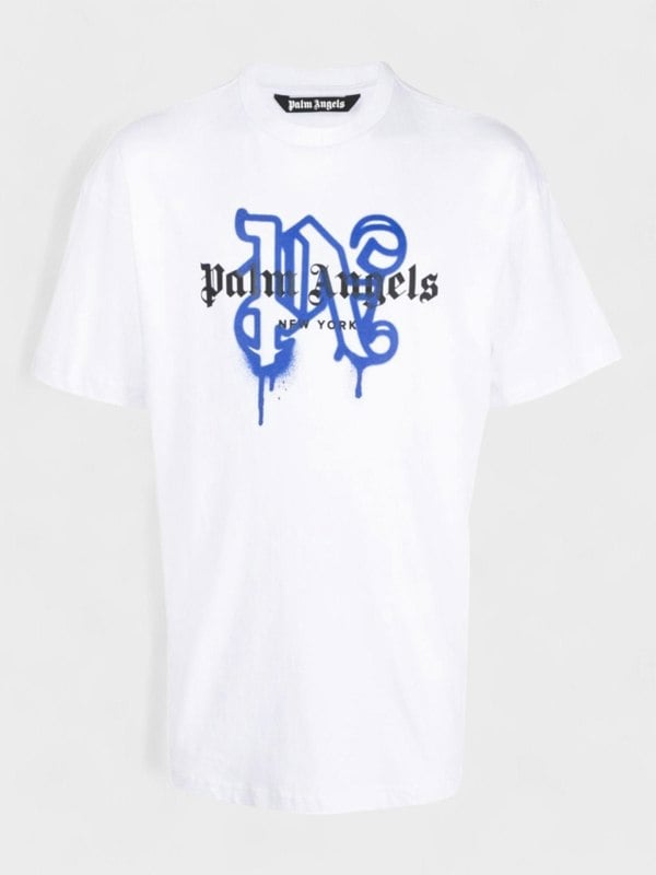 Palm Angels NY Monogram Spray Tee White