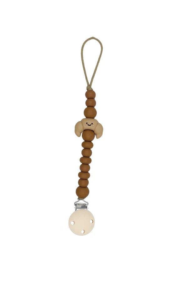 Chewies & More Chewies&more - Silicone Pacifier Teething Clip - Croissant - Latte