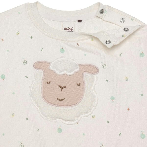 Mini Cuddles Sheep-Embroidered Sweatshirt (White)