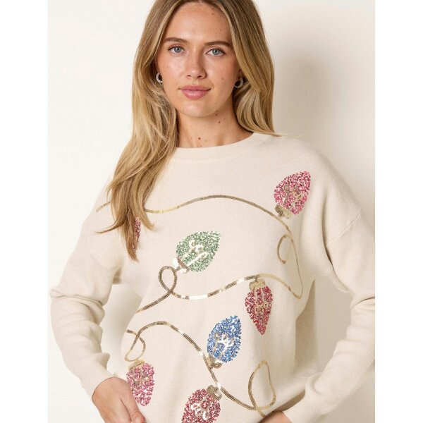 Blue Vanilla Festive Sequin Christmas Light Jumper