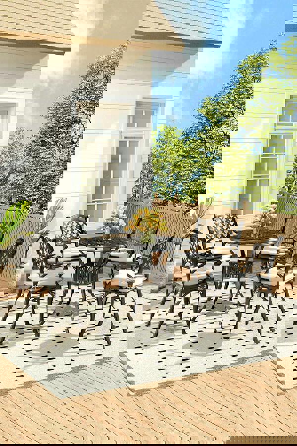 Living and Home 5 Pcs Classical Garden Bistro Set Cast Aluminum with Cushions