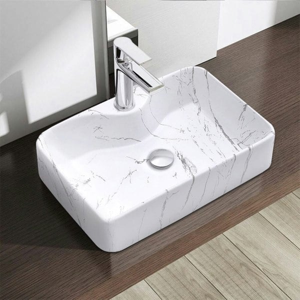 48cm W x 37cm D Rectangular Marble Vessle Sink Bathroom Sinks Living and Home