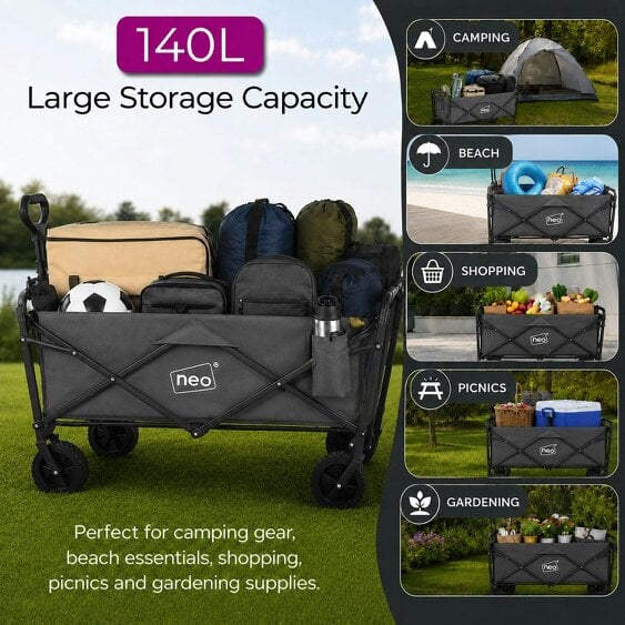 Neo Direct Neo Grey Folding Wagon Garden Cart 138L 120kg
