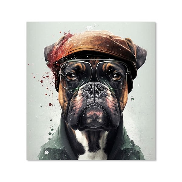 Warren Reed - Designer Boxer Dog With Hat Splashart Kitchen Splashback