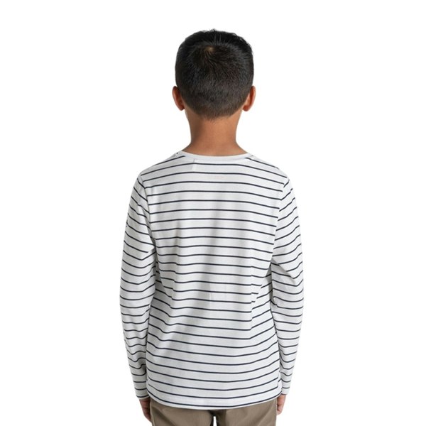 Craghoppers Childrens/Kids Cruz Striped Nosilife Long-Sleeved T-Shirt - White/Blue Navy