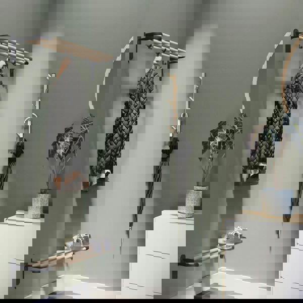 BESLAGSBODEN 5 Hook Vertical Coat Rack in Beech/Matt black, Height 450mm