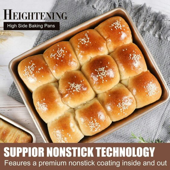 Dyzi 3 Piece Non-Stick Deep Baking Tray Set Carbon Steel Rose Gold