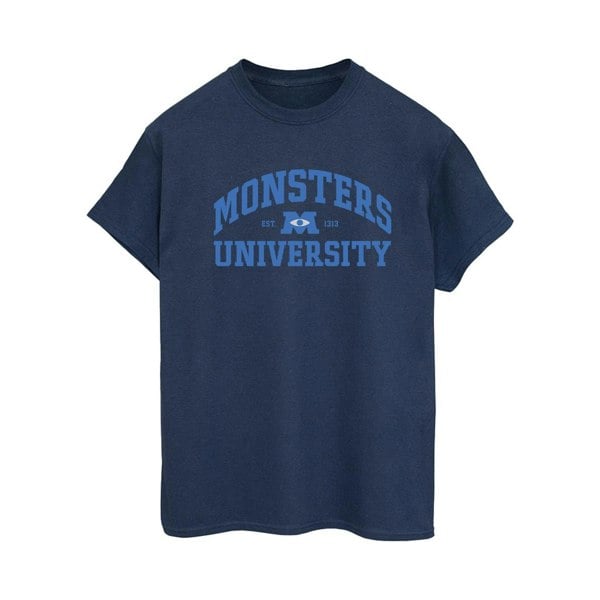 Disney Womens/Ladies Monsters University Logo Cotton Boyfriend T-Shirt - Navy Blue