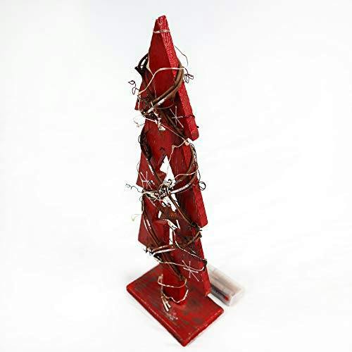 30cm Red Tree Wooden LED Tree Tabletop Centrepiece Christmas Holiday Home decoration with 20 Warm white LEDs Green Tree image 4