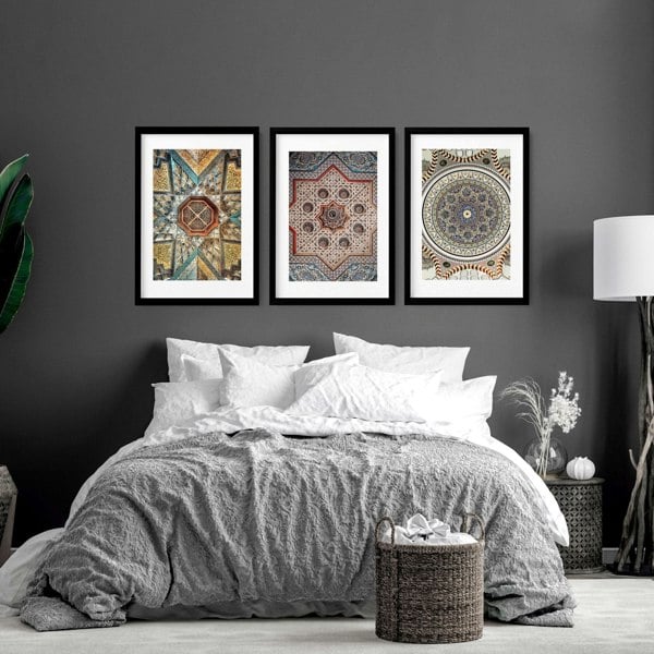 Geometric patterns in Islamic art | set of 3 prints for bedroom walls