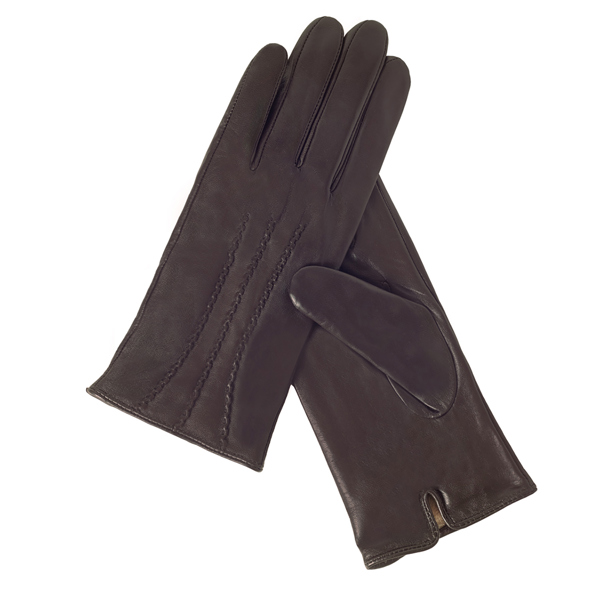 Quivano Womens Leather Gloves With 3 Stripe Detail